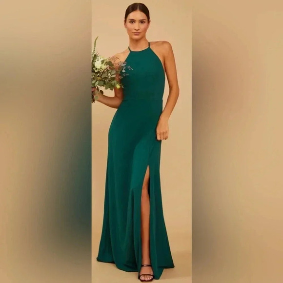 Lulus Forest Laurel Luxe Crepe Dress Large NWT - Picture 9 of 9